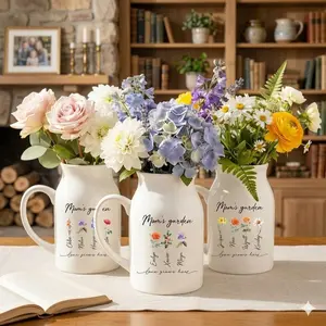 Personalized Birth Flower Vase - Grandma’s Garden Vase, Custom Home Decor Gift for Nana from Grandkids, Mother’s Day or Birthday Present