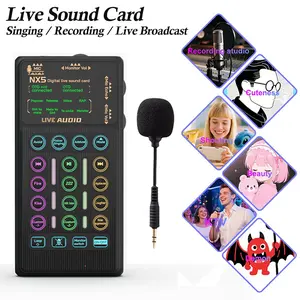 Portable Handheld Sound Card Set, Live Voice Changer Mixer, Portable Microphone Kit, Ideal for Podcasts, Broadcasting, Singing, Gaming