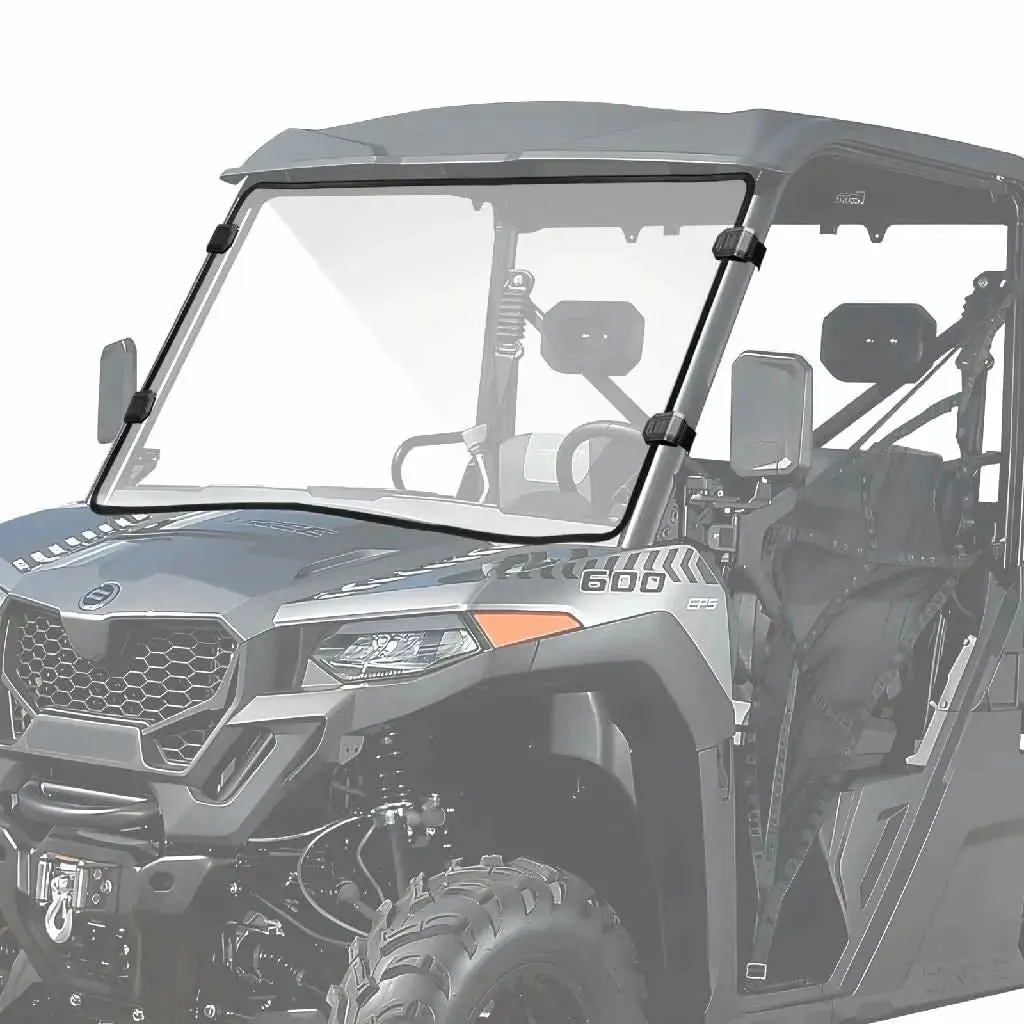StarknightMT UForce 600 Front Windshield Scratch-resistant Compatible with CFMOTO UForce 600 2021-2026/800XL 2025 2026 Clear Front Window Used with Hard & Soft Roof PC UTV Full Windshield Accessories