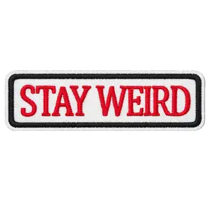 1PCS Stay Weird Embroidered Patch, Hand Embroidered Iron-On or Sew-On Patch, Decorative Patch