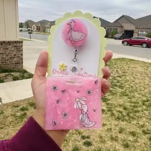 Cute Pink Nurse Badge Reel Set | Custom ID Holder | Work Accessories