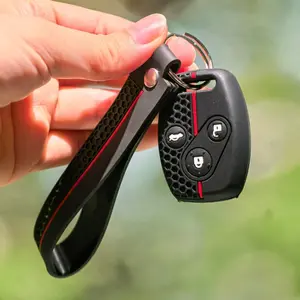 for Honda key fob case with keychain All-Round silicone protection car remote key cover holder keyring Car Key Protector for Civic 2006-2009/ CRV 2008-2013/ Fit 2011 2012/ Jazz/ SRV/ FRV 2006/ accord 2003 2006/ FRV 2006
