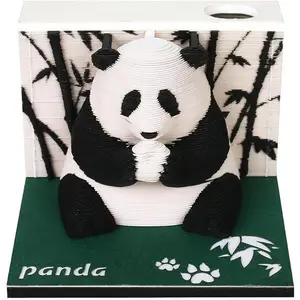 Time Piece Calendar 2025, 3D Calendar 2025, DIY Tear-Away Timepiece Calendar, 3D Artsy Pads Panda-shaped, 3D Memo Pad Paper Carving Art for Desktop Decor