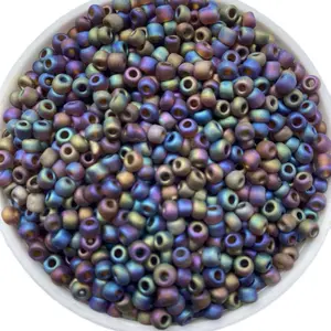 Maddelle Beads | 4mm Glass Seed Beads – 100g Bags | Perfect for Waist Beads, Beaded Jewelry, Art Work, Embroidery, earrings , Bracelets & More | Iridescent Rainbow Matte – Mystic Haze | Size 6/0 | Matte Finish + 100 Grams