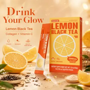 Onismile Variety Pack Powdered Drink Mix Black Tea Powder Packets Water Enhancer Water Flavor Packets Natural Lemon Flavor Collagen Peptides Zero Sugar Low Calorie On-the-Go Stick Single Servings
