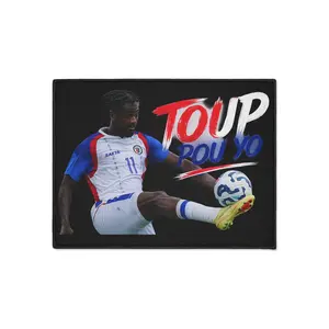 Toup Pou Yo Soccer Player Floor Mat | Haitian Creole Football Design
