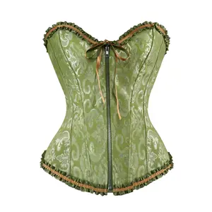 Womens Corset Tops with Zipper Front Bustier Halloween Costumes Party Birthday Cosplay Corset Top 2550-D1
