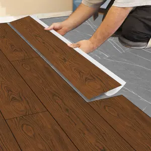 Self-adhesive pvc floor tiles, American natural wood grain appearance, waterproof and stain resistant, suitable for bathroom, kitchen, living room, bedroom, home renovation,36 inches x 6 inches