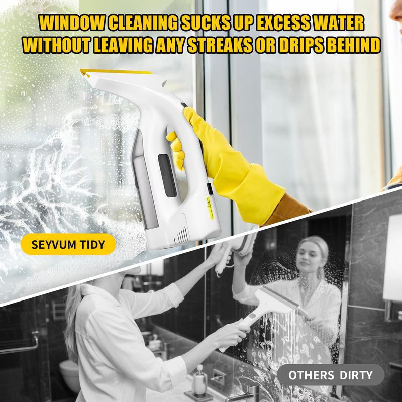 Cordless Window Vacuum Cleaner, Window Cleaner Squeegee Tool Set, Electric Windown Spray Cleaning Tool with 11 inch Squeegee Blade, 2000mAh Battery – Perfect for Showers, Mirrors, Glass, Countertops & Tiles