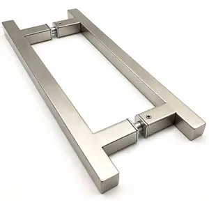 Square Ladder Pull -to- Handle, 304 Stainless Steel Bathroom Shower Door Replacement Hardware, H Shape Tube Handle for Sliding Frameless Shower Door Panel (Brushed Nickel, 6 Inch)
