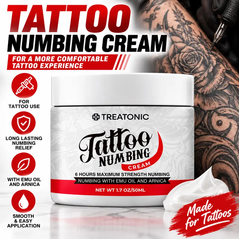 Treatonic Tattoo Balm & Cream with Arnica Oil, Emu Oil, 50g/1.7oz