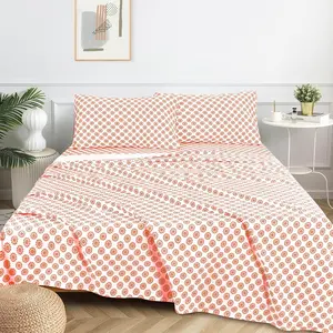 Orbby T-144 Coral Mandala Cotton Percale Sheet Set 4PC – Ultra Soft Cooling Breathable Bedding, Deep Pocket Fitted Sheets, Lightweight Luxury Bed Sheets, Aesthetic Mandala Bedroom Essential