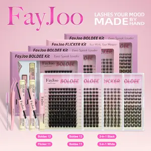 FayJoo Fluffy/Dramatic/Puffy Bold EyeLashes Sets | Ultra-Voluminous, Dramatic 3D Look, Waterproof, Long-Lasting, All-In-One Kit, Easy DIY Eyelash Extensions | Anime/Makeup Lovers Must-Have, Perfect Cosmetic for Parties/Weddings