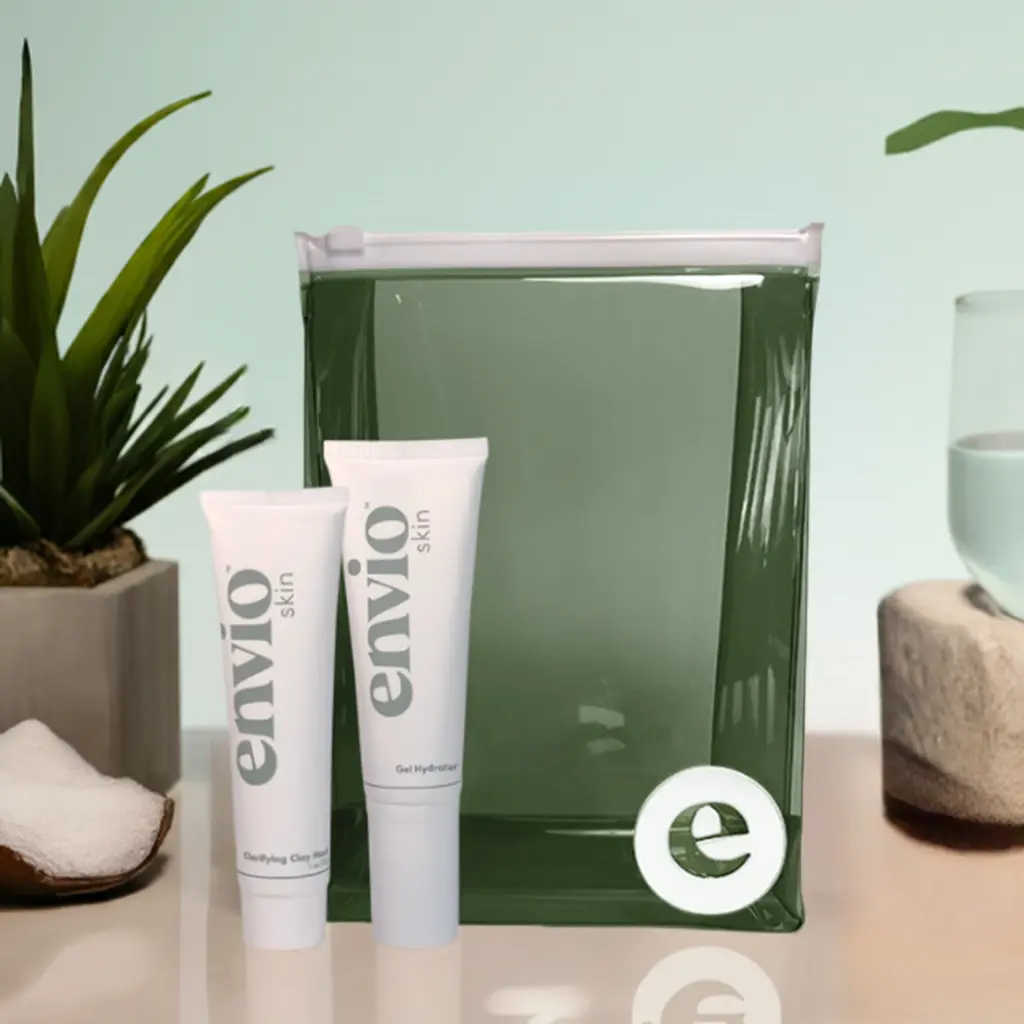 Envio Skincare Hydrating Glow Set - Aloe Gel Hydrator, Clarifying Clay Mask, Waterproof Bag - Vegan, Cruelty-Free, TSA-Friendly - Dewy, Hydrate Hyaluronic Comfort Serum Growth Lightweight Moisturizer Moisture Moisturizing