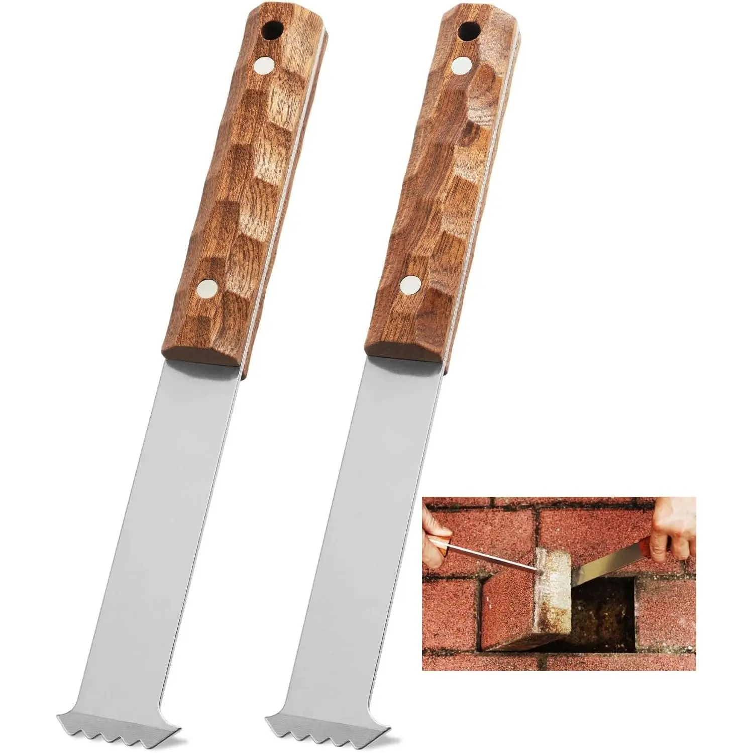 Upgraded Paver , Sapele Hardwood Handle & -Height Joint Scraper, Heavy-Duty Steel Paver Lifter & Puller, Brick Block Driveway Garden Yard Patio Paver Extractor Tool