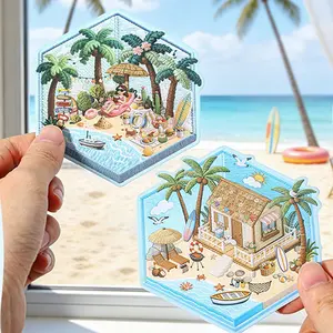 Summer Theme Scrapbooking Stickers, DIY Journal Planner Decorations, Frame Album Adhesives, 4 Packs, Creative Crafting Supplies
