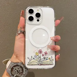 Trendy Magnetic Case for iPhone11/12/13/14/15/16/17/promax, Book Bloom Ultra Slim, MagSafe Support, Shockproof | Playful & Fun Style