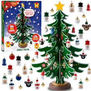 2025 Christmas Advent Calendar, 24 Days Countdown Calendar with Christmas Tree 24 PCS Ornaments for Boys Girls & Kids Party Favors, Classroom Prizes Xmas Gift, Xmas Tree Countdown