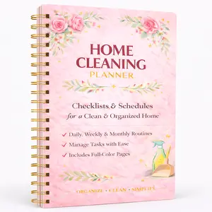 Home Cleaning Planner & Checklist Book for Women Adults Daily Weekly Monthly Cleaning Schedule Organizer with Lists Spiral Bound Durable Design