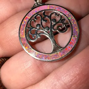 Opal hand made tree of life sterling silver pendant