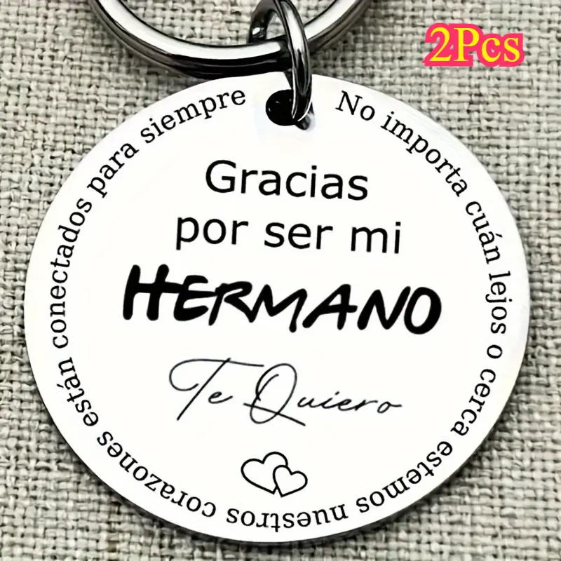 Sun and Moon Keychain Set for Siblings, 2-Piece Elegant Stainless Steel Personalized Gift with Engraved Spanish Phrase for Christmas, Birthday, 2Pcs, Engraved Text, Thoughtful Spanish Gift For Holidays, Anniversary, Customized, Two Pieces Make Gifting Eff