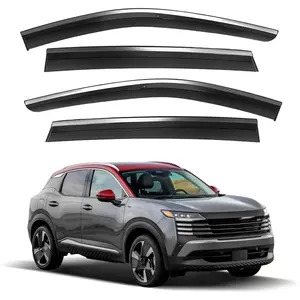 4PCS Fit for 2025 2026 Kicks Rain Guards Wind Deflectors Anti-Rain Window Visors with Tape 304 Stainless Steel Trim–Noise Reduction Rain Guards&Side Window Wind Deflectors