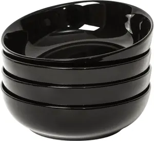 Ceramic Pasta Bowls Set of 4, Large Salad Bowl, Matte black