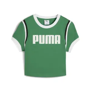 PUMA Womens Future Archive Graphic Cropped Crew Neck Short Sleeve Casual Tops Casual - Green