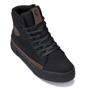 CALTO - S3422 - 2.4 Inches Taller (Black/Coffee Brown) - Cap Toe High Top Zip-Up Sneaker Boots