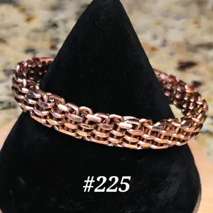 #225 Pure Copper 5 3/8" x 3/8" Handmade Cuff Bracelet Unisex Artisan Jewelry Gift Ready Hand-Woven Unique Open Cuff Design