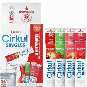 Cirkul LifeSip® Sugar Free Water Flavoring Clear Liquid Packets (24 Pack) - Fruit Punch, Strawberry Kiwi, Apple, Watermelon. No Sugar, Zero Calorie Drink Mix with B Vitamins, No Artificial Colors