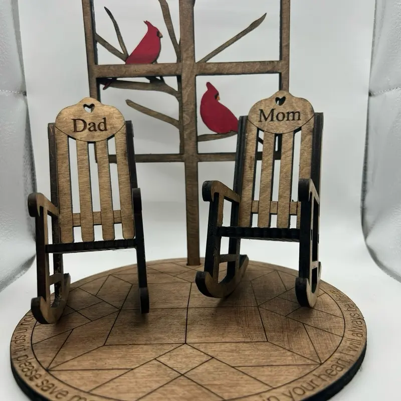 4” Cardinal memorial rocking chairs