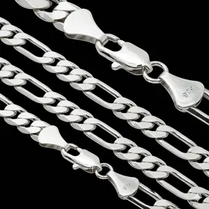 MaxBling81 925 Stamped Brass-Coated Figaro Pendant Chain Necklace - Unisex Hip Hop Costume Jewelry Accessory, Multi-Size, Various Widths, Premium Quality for Daily Wear
