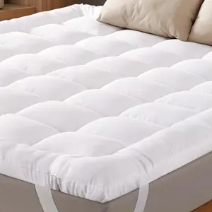 Ultra Soft  Mattress Topper - Cloud-Like Mattress Pad for   - Breathable Cooling Material for Hot ers, White