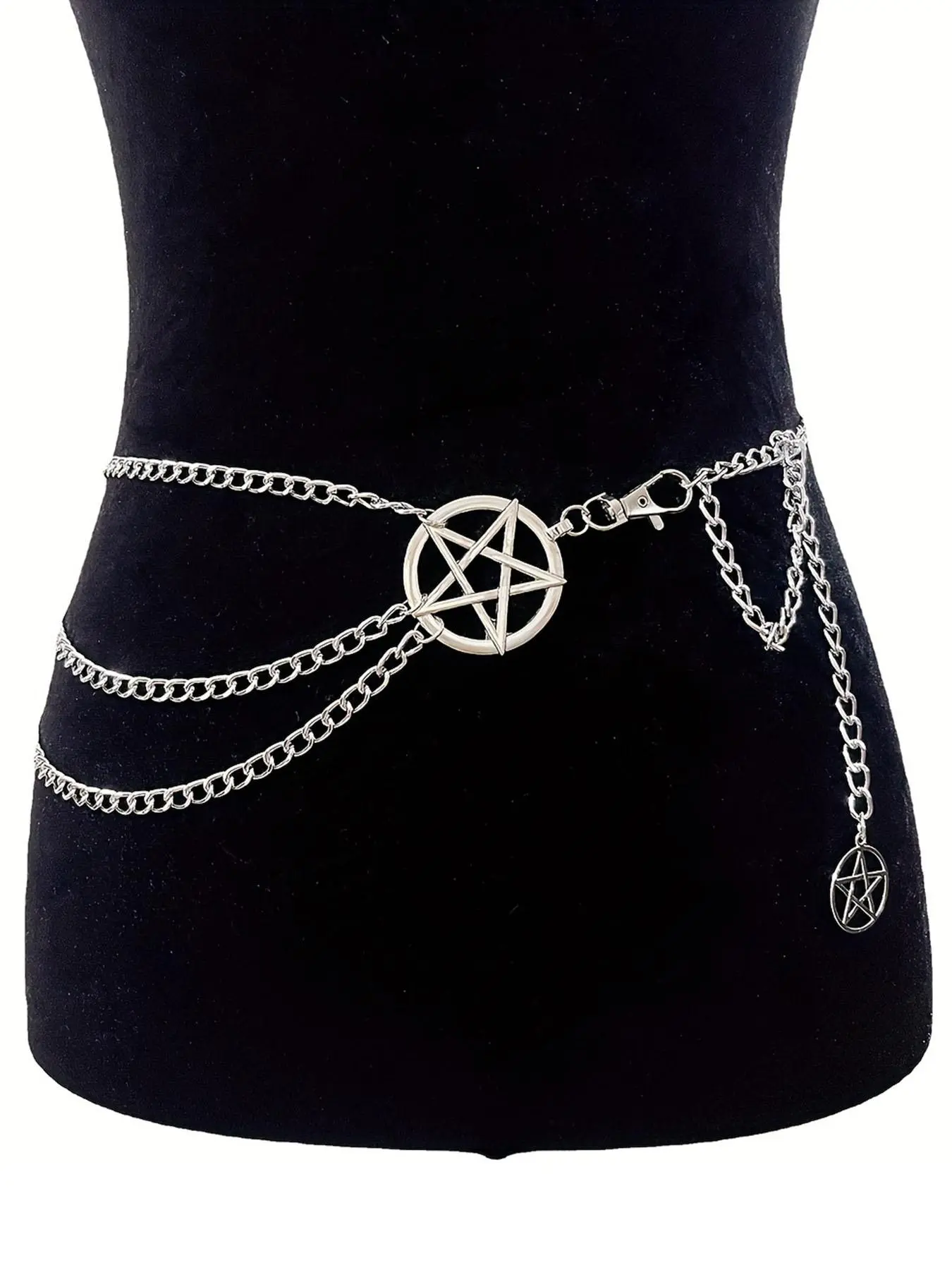 Hollow Out Star Design Chain Belt, Y2k Style Layered Waist Chain ...