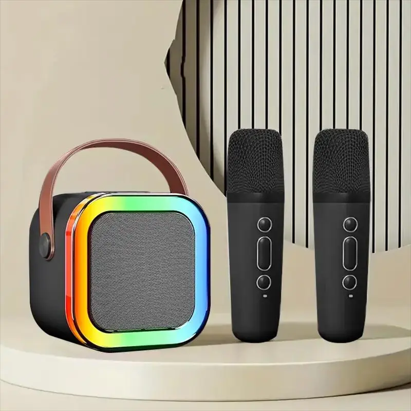 Portable Wireless Speaker with Microphone, Rechargeable LED Light Speaker with Microphone, Home Karaoke Machine for Home Party