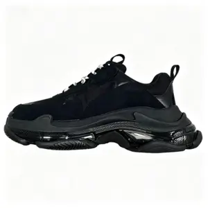 Black Air Cushion Chunky Casual Sneakers | All-Match Streetwear Shoes for Men & Women | Daily Style Footwear