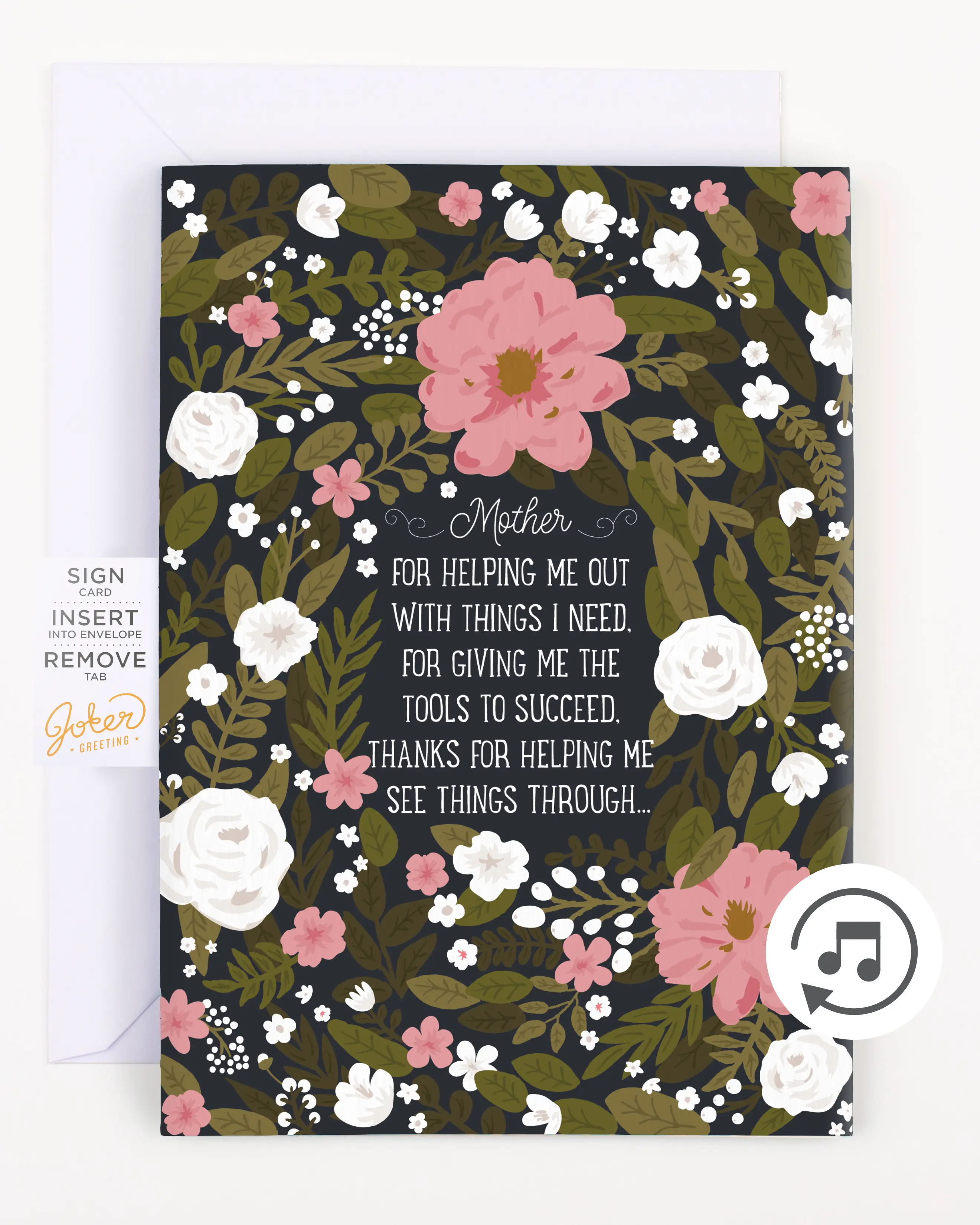 Endless Thank You Mom Card with Glitter, Mother, Heartfelt Gift
