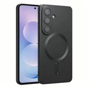 Magnetic for Samsung Galaxy S22 S23 S24 S25 S26 Ultra Plus Edga Case [Camera Lens Protector] Matte Cute Slim Soft Silicone Bumper Shockproof Protective Metallic Phone Case