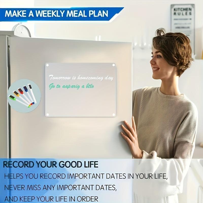 Magnetic Acrylic Calendar For Fridge, 1 Count Clear Dry Erase Message Board With 5 Marker Pen, Refrigerator Note Board For Home Office Daily Planner