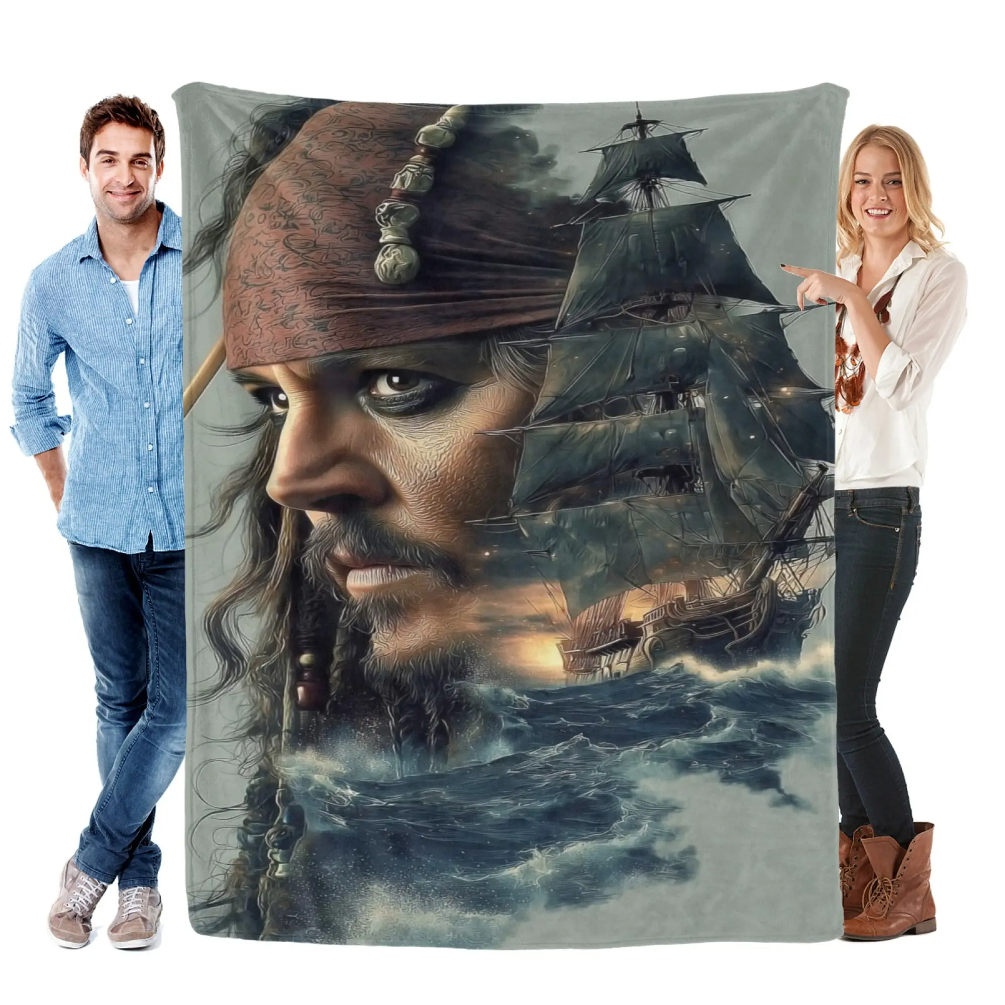 Pirate Adventure Blanket Captain Pirate Ship Ocean Throw Blanket Vintage Nautical Fleece Blanket Soft Cozy Gift For Pirate Fans