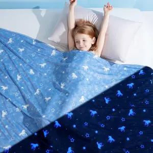 Cooling Blanket for Kids, Glow in The Dark Blanket, 59" x 79", Blue