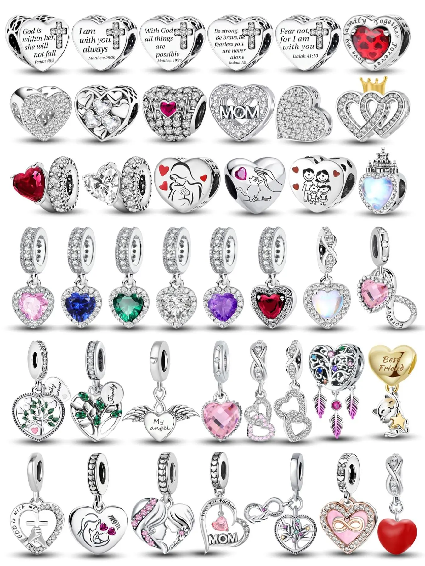 Heart Shaped Charm, Heart Design Charm, Rhinestone Decorated Pendant Charms for Women, Fashion Accessories for Bracelet & Necklace, DIY Jewelry Making Kit for Women, Beads Charms Accessories, DIY Jewelry Decoration, DIY Pendants