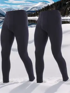 2 Pack Men's Thermal Underwear Bottoms Long Johns for Men Baselayer Athletic Thermal Pants Ultra Soft Leggings Tight Cold Weather Polyester Elastic