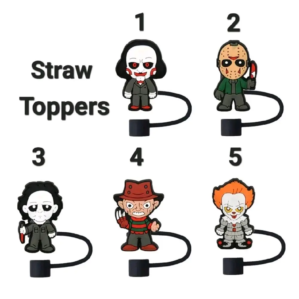 Halloween Horror Slashers Straw Toppers - Choose from 5 Unique Designs Featuring Iconic Characters