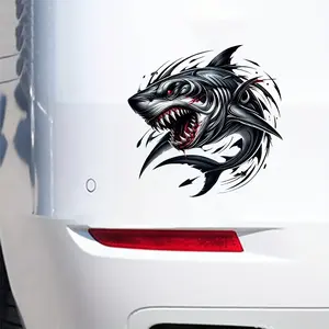 Terror Shark Decorative Stickers, Easy To Stick Self Adhesive Vinyl Terror Shark Pattern Stickers, Suitable for Cars, Trucks, Motorcycles, Laptops, Wall Decoration, Car Truck Decal