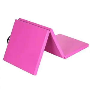 Tri-Fold Gymnastics Exercise Mat with Handles, 6' x 2' x 2", Pink - Perfect for Home Gym and Fitness