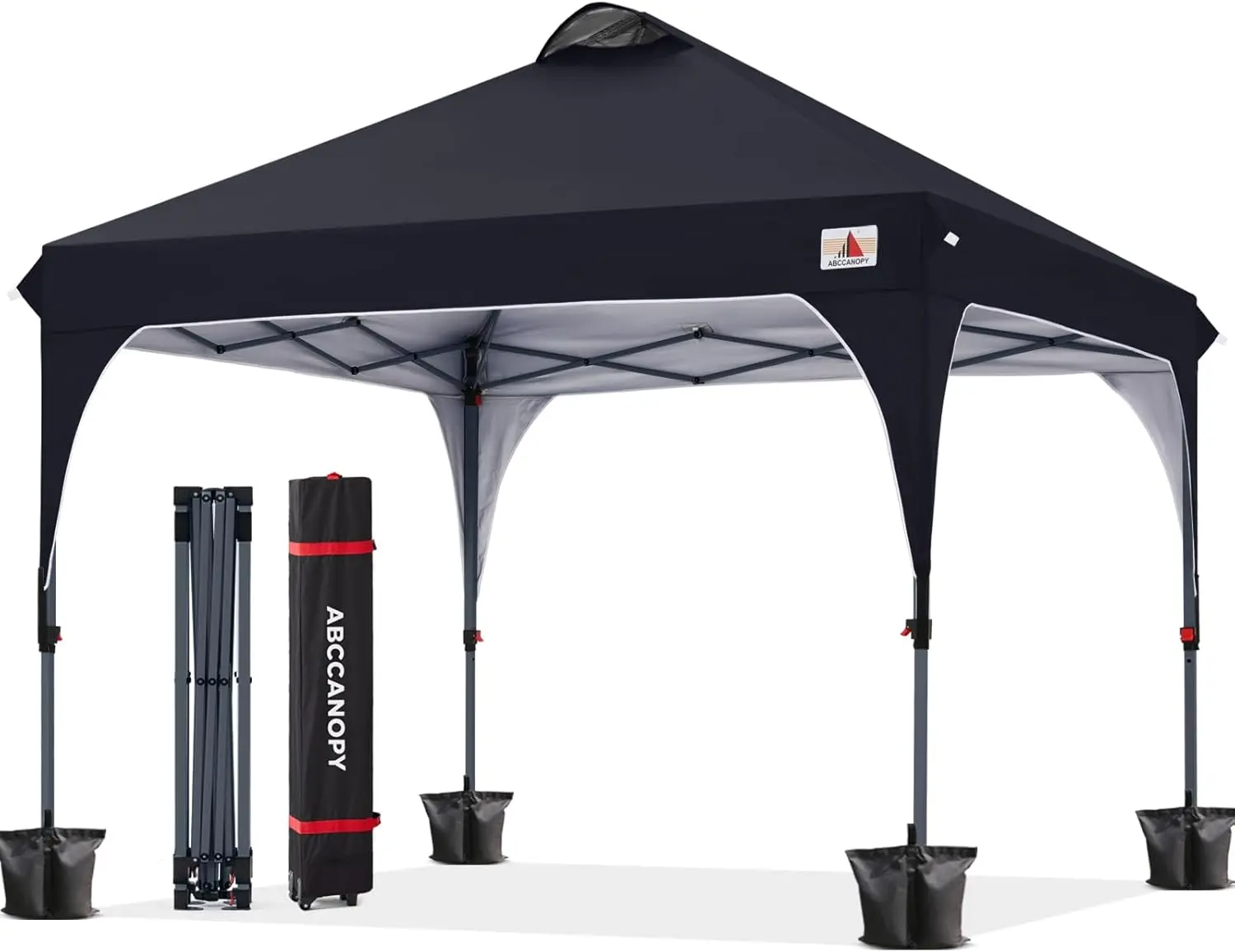 ABCCANOPY Outdoor Pop up Canopy Tent, 10x10, 8x8 Instant Portable Canopy for Camping, Beach, Backyard, Black, Light Gray, White, Red, Dark gray