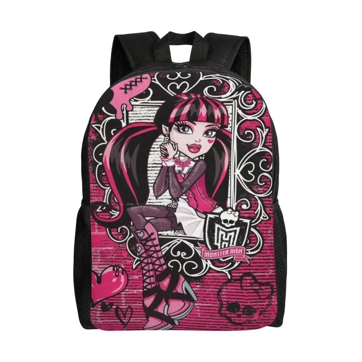 Monster High backpack, soft padded student school bag for daily class use, 17-inch laptop bag for boys and girls students