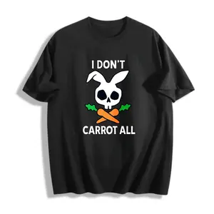 Casual Funny Men's T-Shirt With Bunny Skull And Crossed Carrots Design I Don't Carrot All Text Graphic For Everyday Wear And Humorous Gift For Friends And Family
